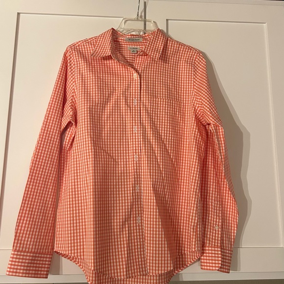 L.L. Bean Tops - L.L. Bean Women's Coral Gingham Button-Down Shirt